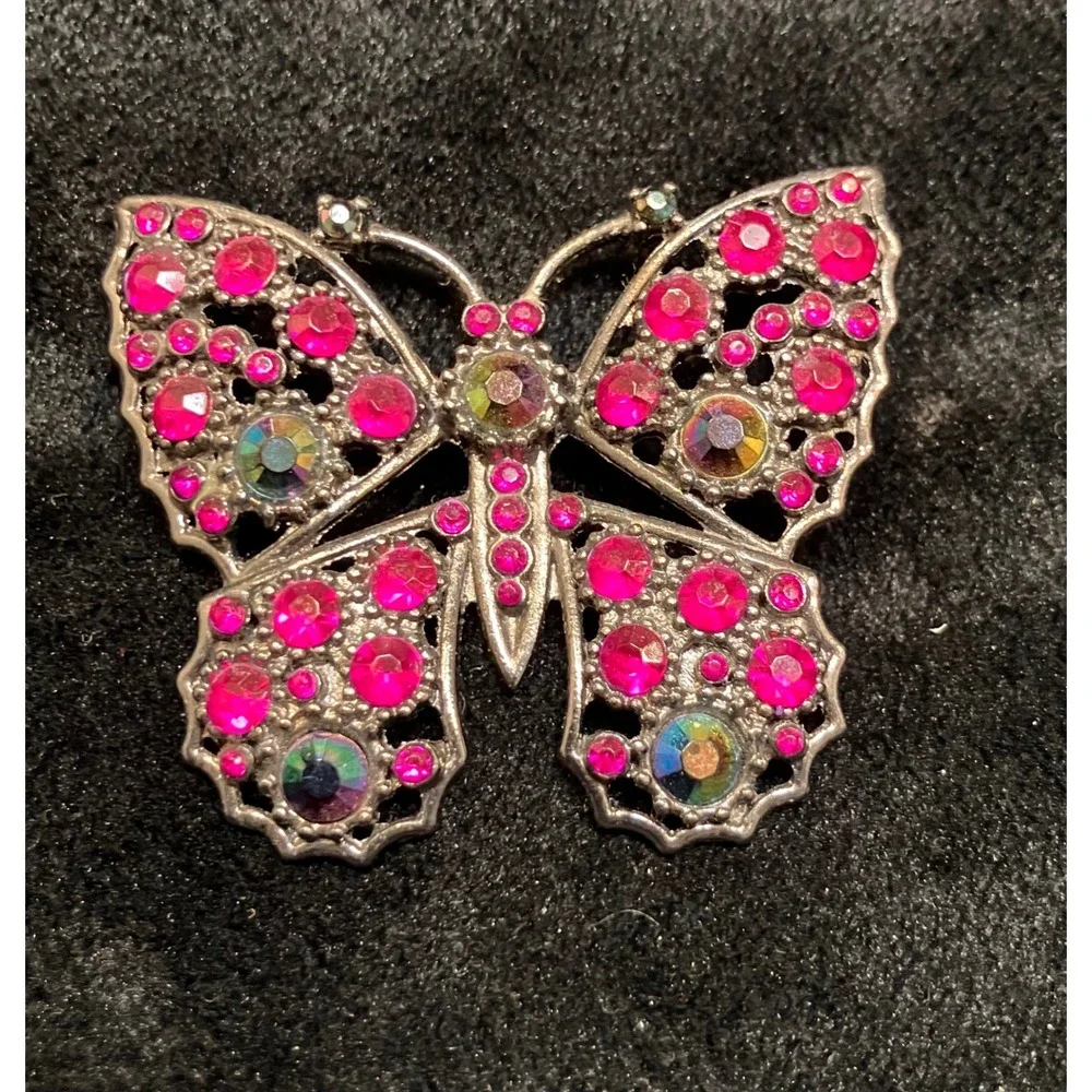 Butterfly Brooch Lot Womens Multicolor Rhinestone Enamel Filigree